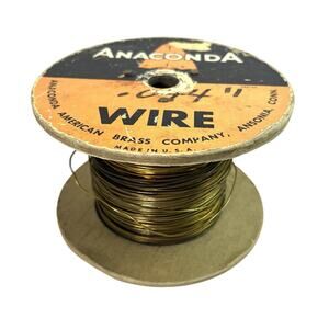Vintage Anaconda Brass Wire 1.9 lb Half Roll Made in USA Unused Medium Gauge